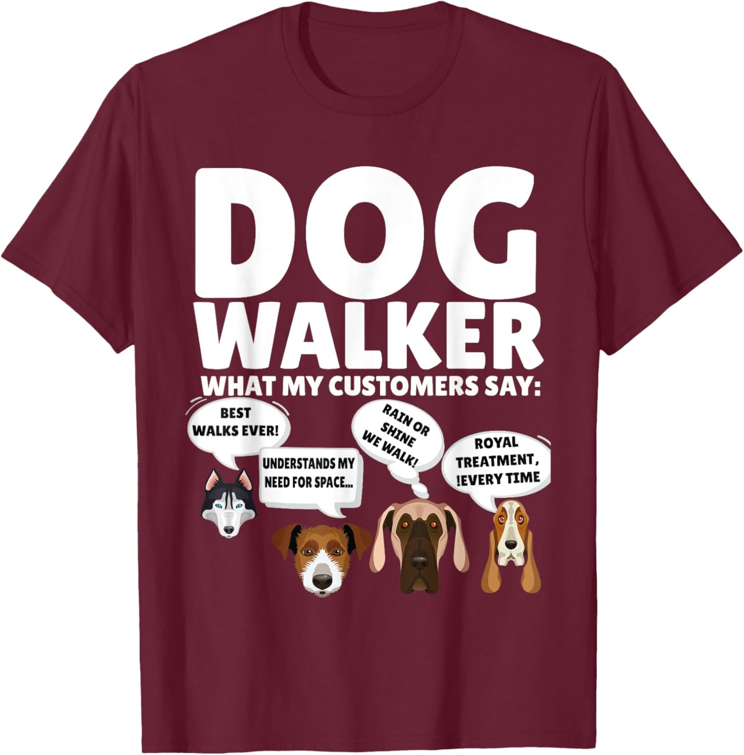 Best Dog Walker Design For Pet Walker Puppy Walking Dog Love T-Shirt - T-Shirt | Maroon