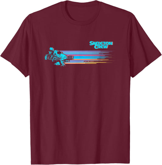Star Wars Skeleton Crew Blue Galaxy Vintage Speeders T-Shirt - T-Shirt | Maroon