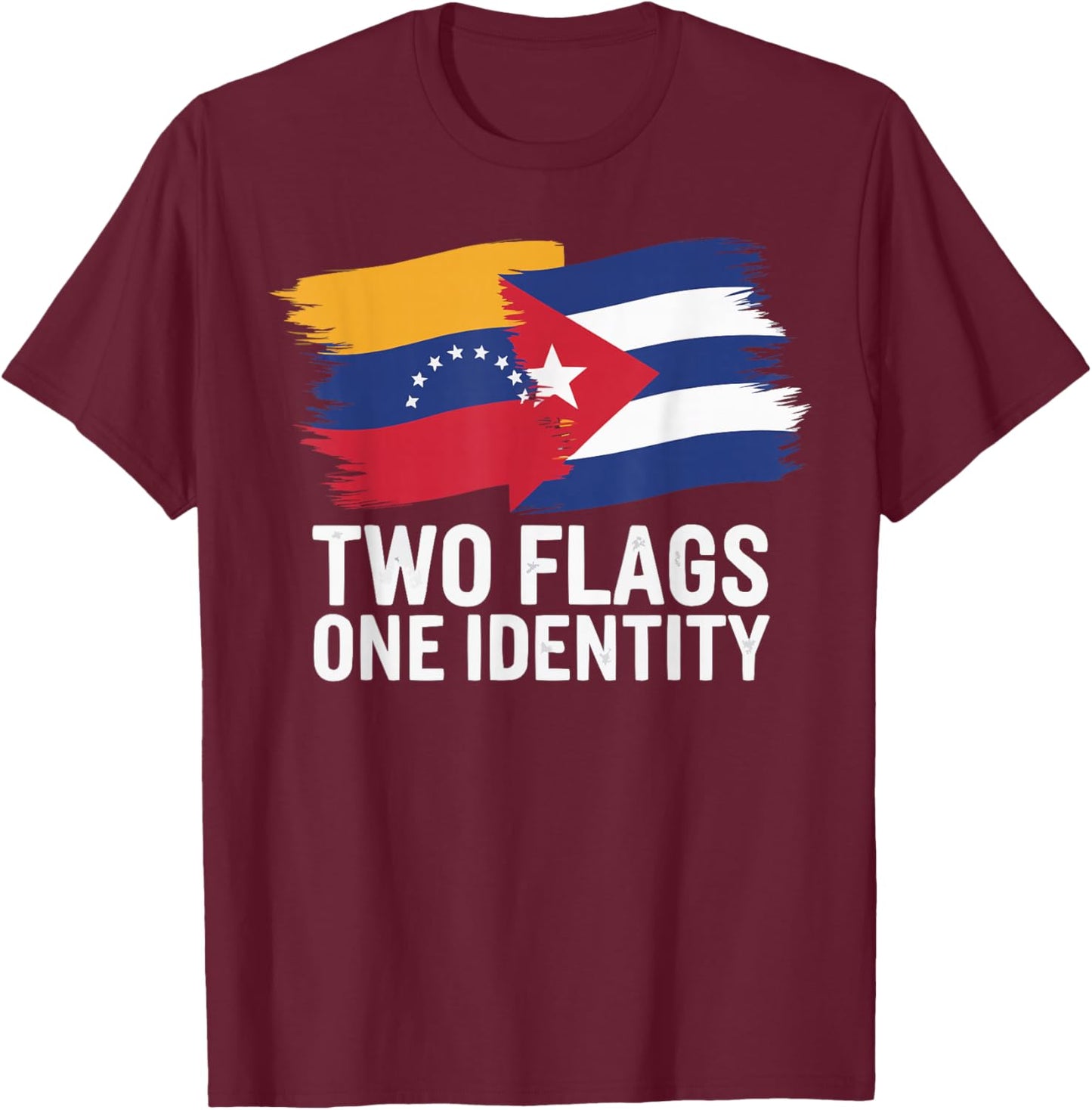 Half Venezuelan Half Cuban Cuba Flag Country Venezuela T-Shirt - T-Shirt | Maroon