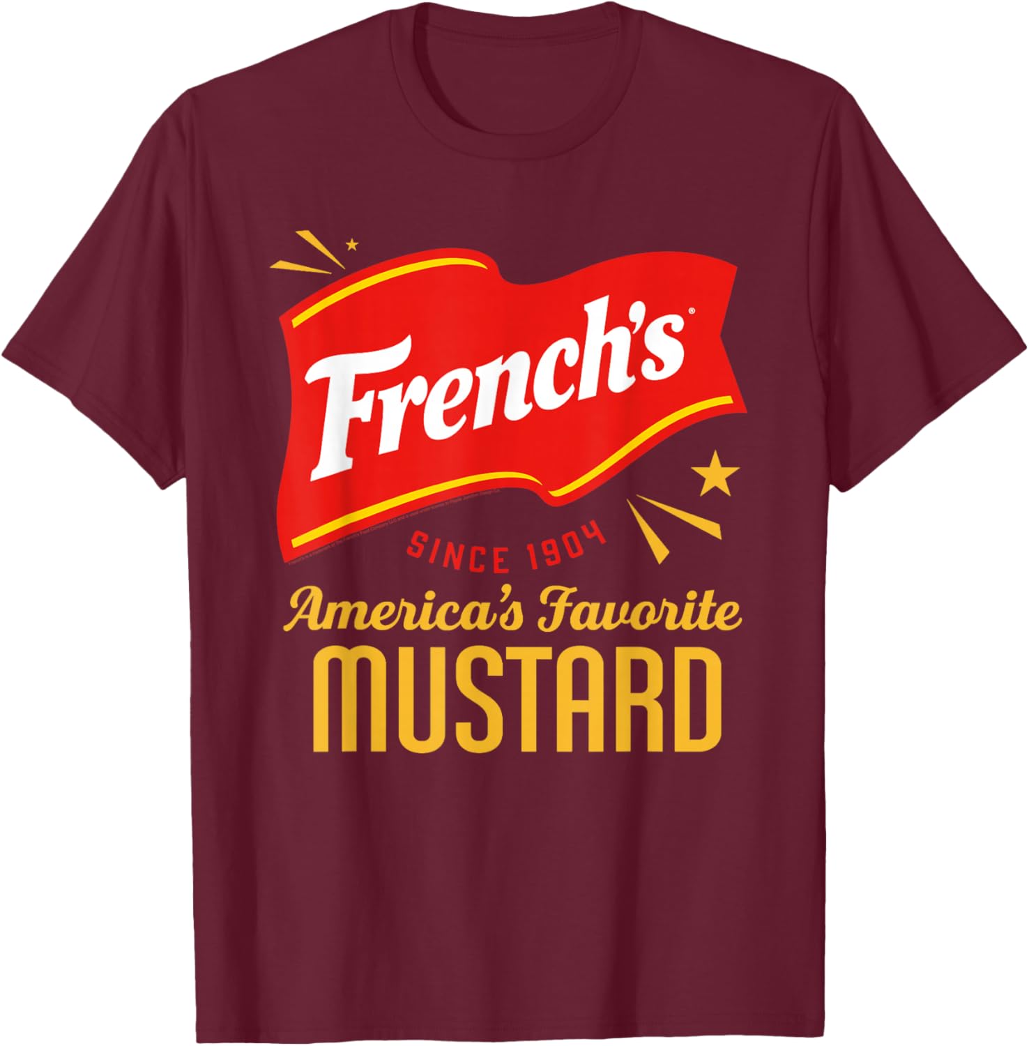 French's America's Favorite Mustard Logo Food T-Shirt - T-Shirt | Maroon