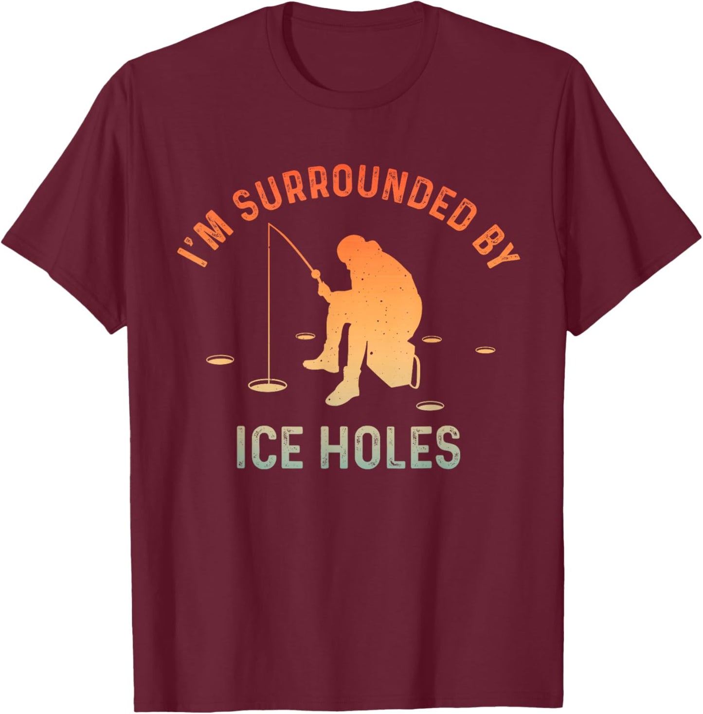 Funny Ice Fishing Art Women Ice Fishing Lover T-Shirt - T-Shirt | Maroon