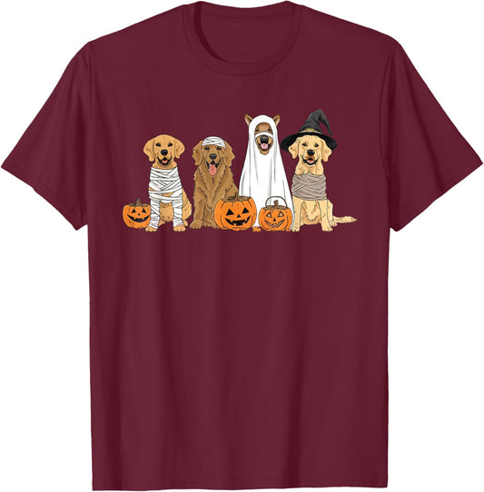 Golden Retriever Ghost Dog Halloween Costume Men Women Kids T-Shirt - T-Shirt | Maroon
