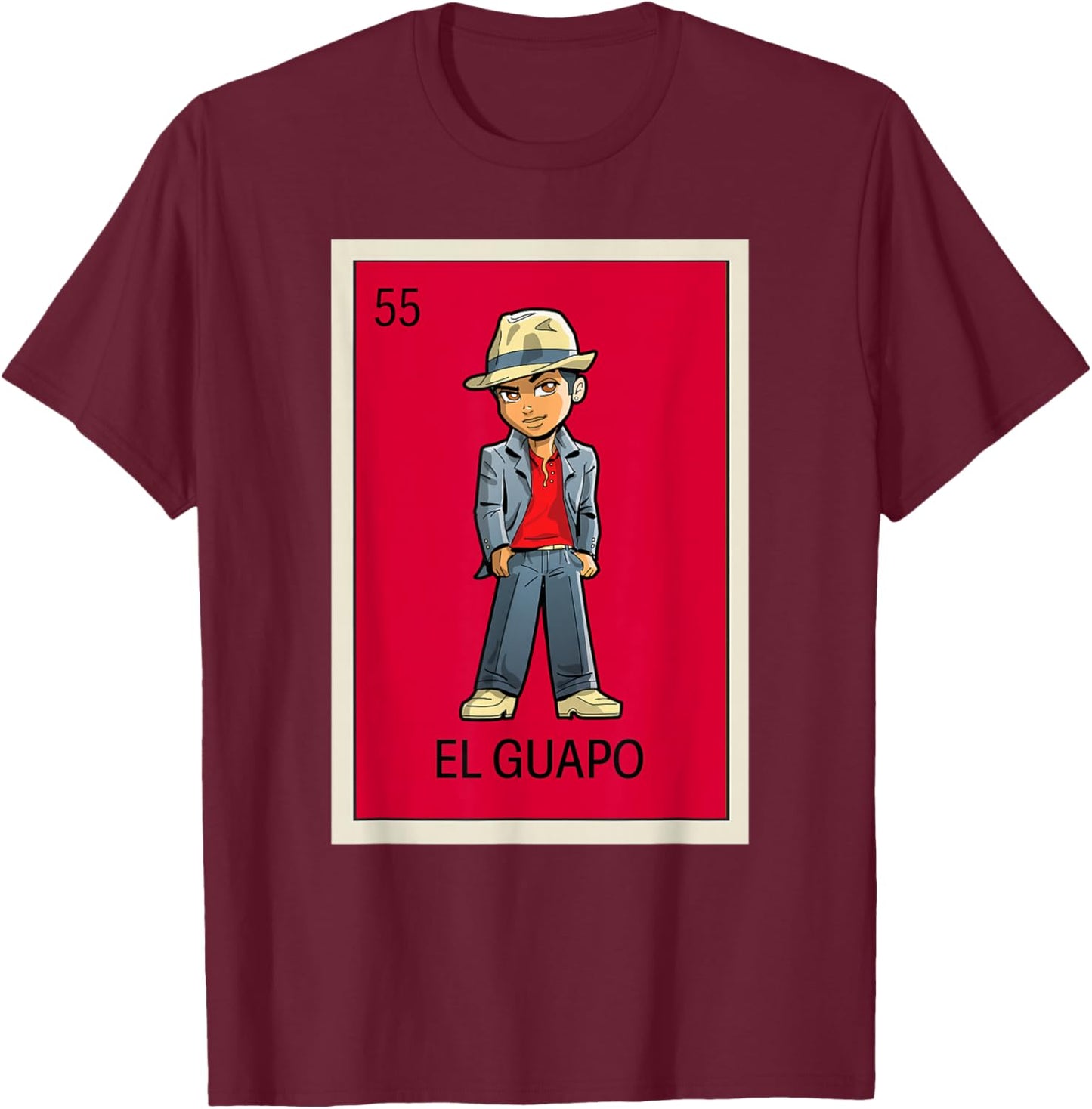 Mexican Lottery Designs Mexican El Guapo Handsome Man T-Shirt - T-Shirt | Maroon