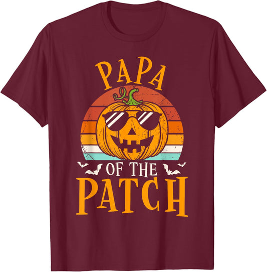 Papa Of The Patch Pumpkin Family Group Halloween Costume T-Shirt - T-Shirt | Maroon