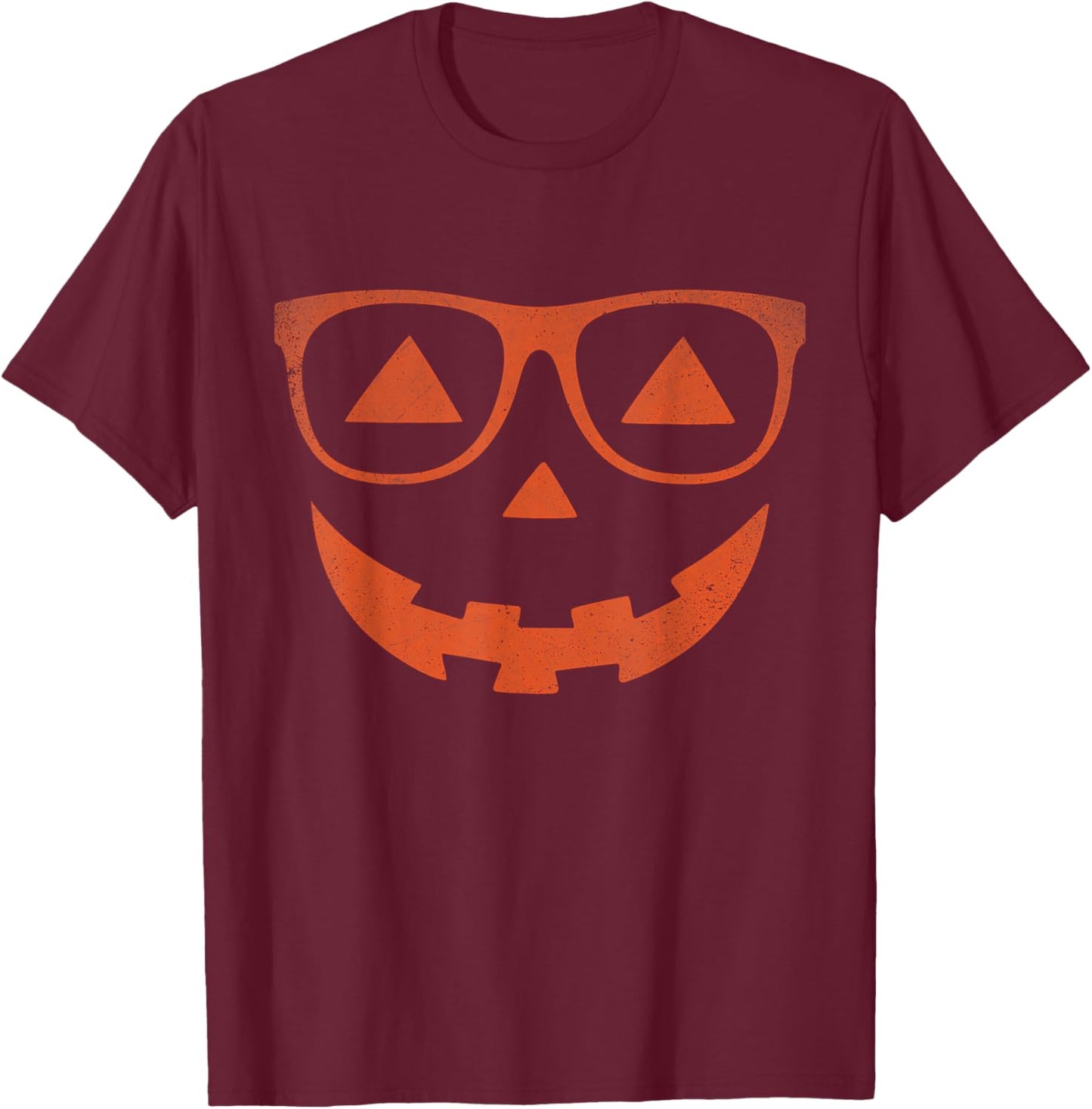 Jack O Lantern Pumpkin with Glasses Costume Halloween T-Shirt - T-Shirt | Maroon