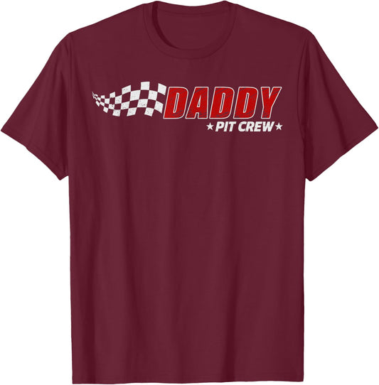 Daddy Pit Crew Race Car Birthday Family Matching Pit Crew T-Shirt - T-Shirt | Maroon