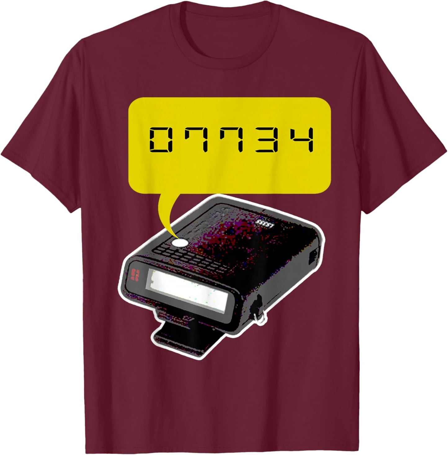 Old School Retro Tech 90s Pager Beeper Urban Phrase Hello T-Shirt - T-Shirt | Maroon