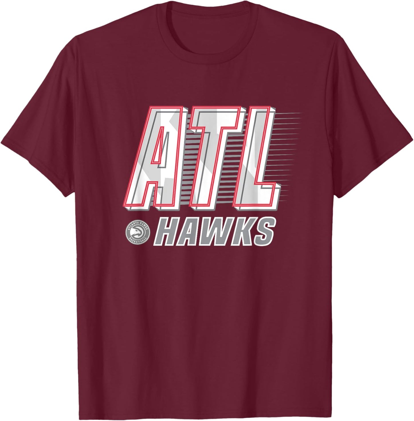 NBA Atlanta Hawks Type Stack Logo T-Shirt - T-Shirt | Maroon