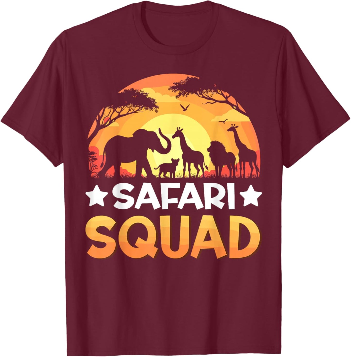 Safari Squad Safari Animals Sunset Wildlife Matching Zoo T-Shirt - T-Shirt | Maroon