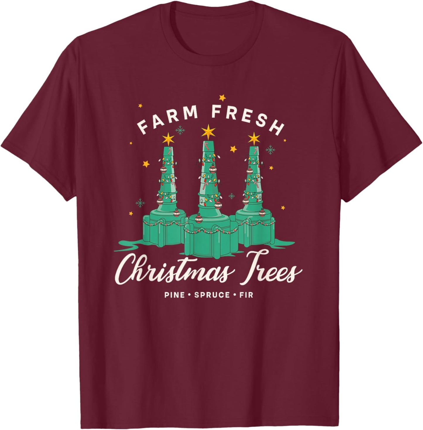 Respiratory Therapist Nurse Farm Fresh Christmas Tree T-Shirt - T-Shirt | Maroon