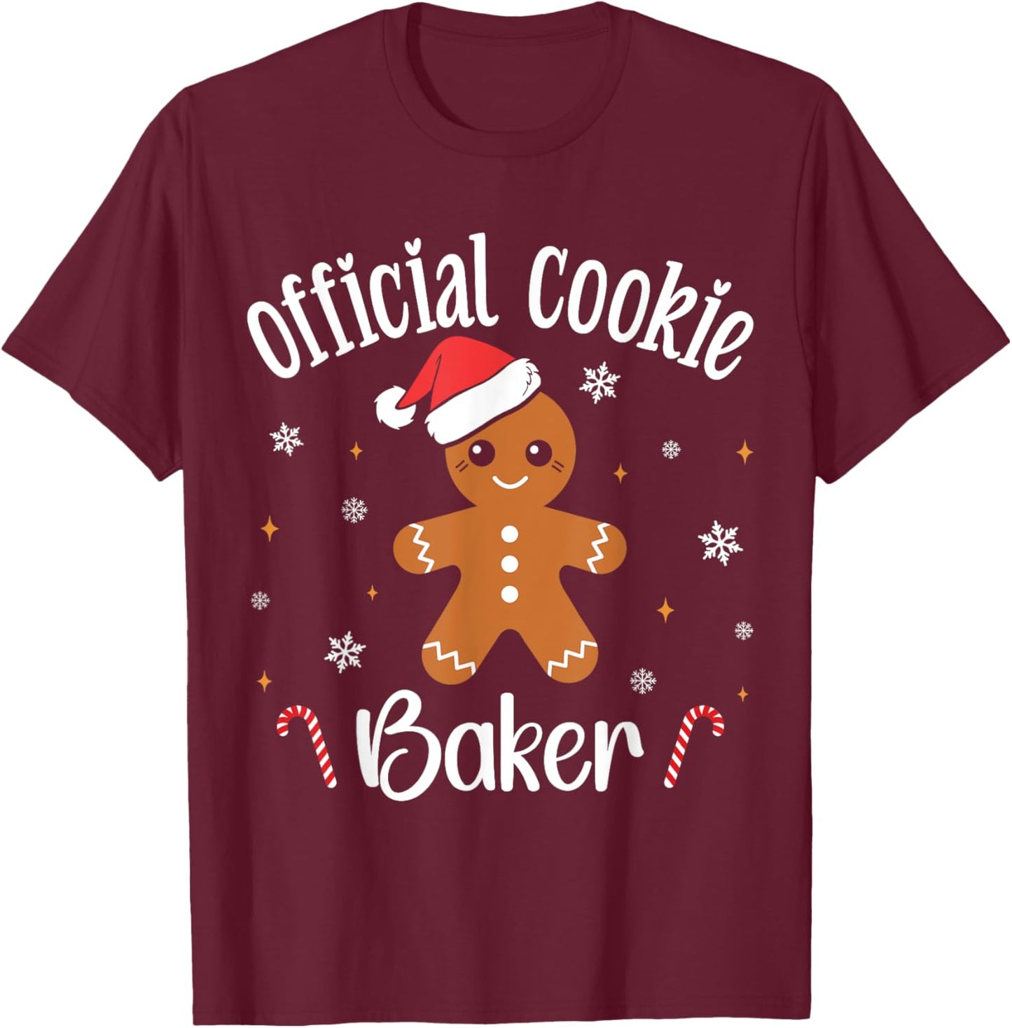 Official Cookie Baker & Tester Matching Couples Christmas T-Shirt - T-Shirt | Maroon