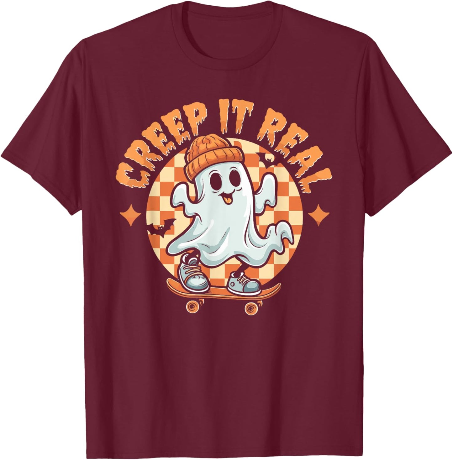 Creep It Real Halloween Shirt Kids Fall Season Teen Boys T-Shirt - T-Shirt | Maroon