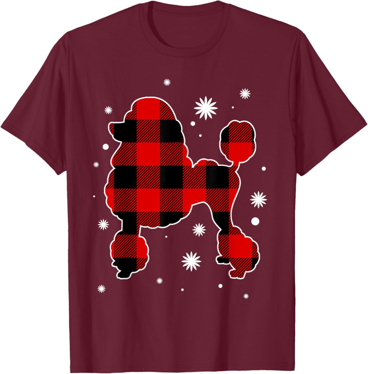 Poodle Pajama Christmas Santa Hat Plaid Xmas Holiday Costume T-Shirt - T-Shirt | Maroon