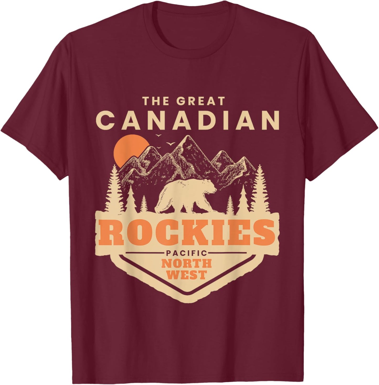 The Canadian Rockies Mountain Canadian National Park Vintage T-Shirt - T-Shirt | Maroon
