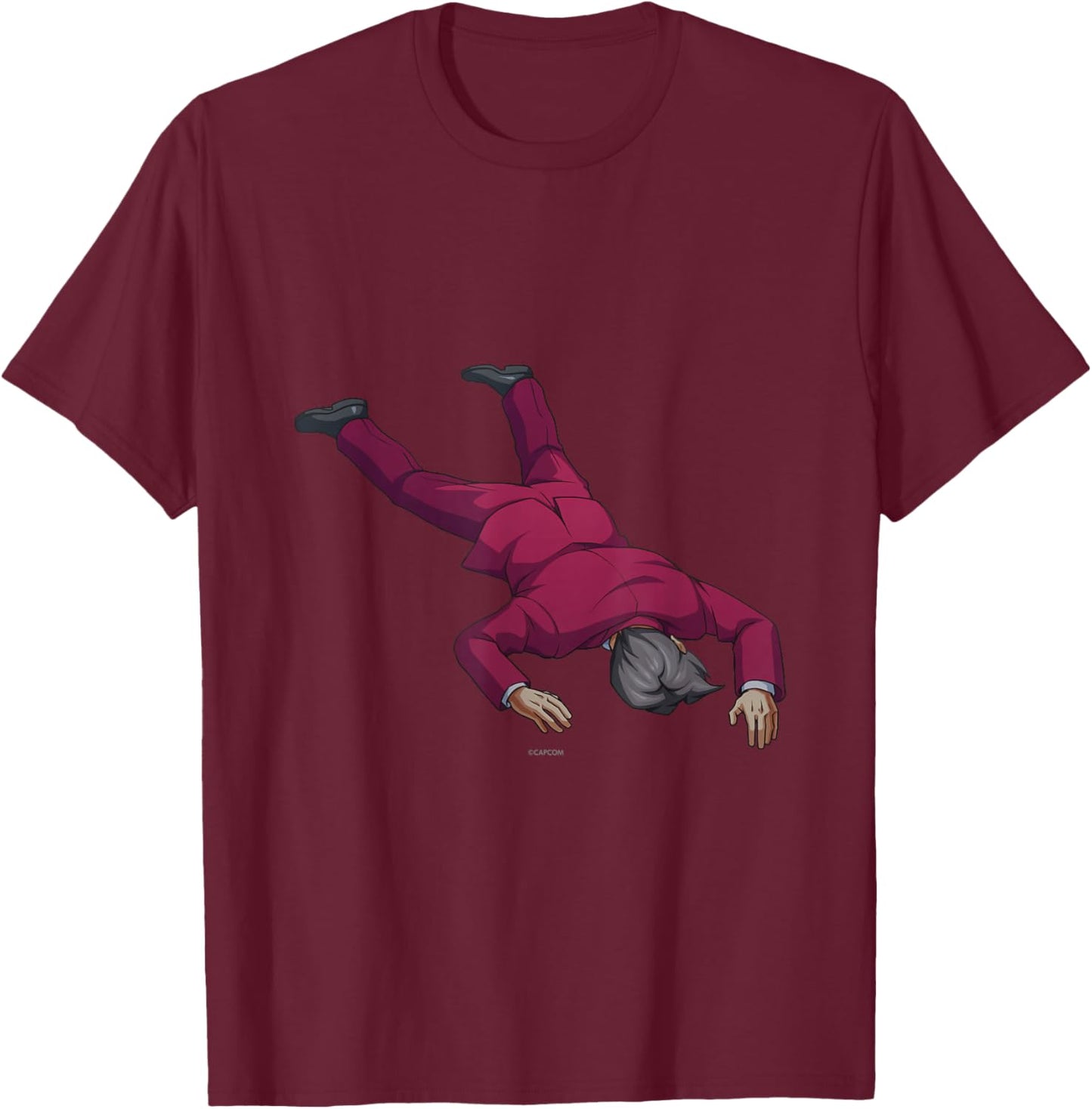 Capcom Ace Attorney Investigations Collection Faceplant Edgeworth - Black, Small T-Shirt - T-Shirt | Maroon