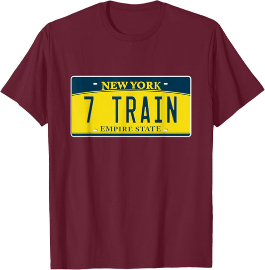 7 Train NYC Subway Flushing Queens Old New York T-Shirt - T-Shirt | Maroon