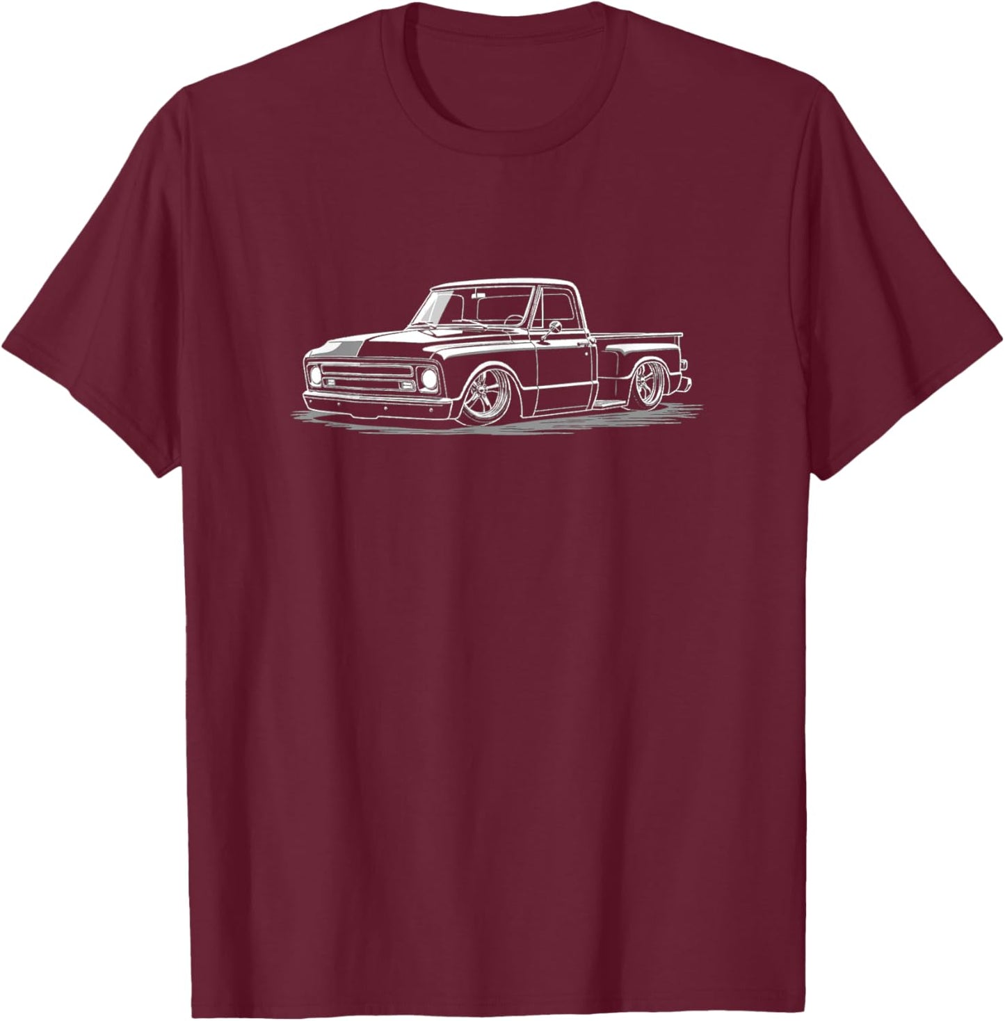 The Best 1967-1972 C10 Truck Silhouette - Black, Men's, Small, Classic C10 Truck T-Shirt - T-Shirt | Maroon