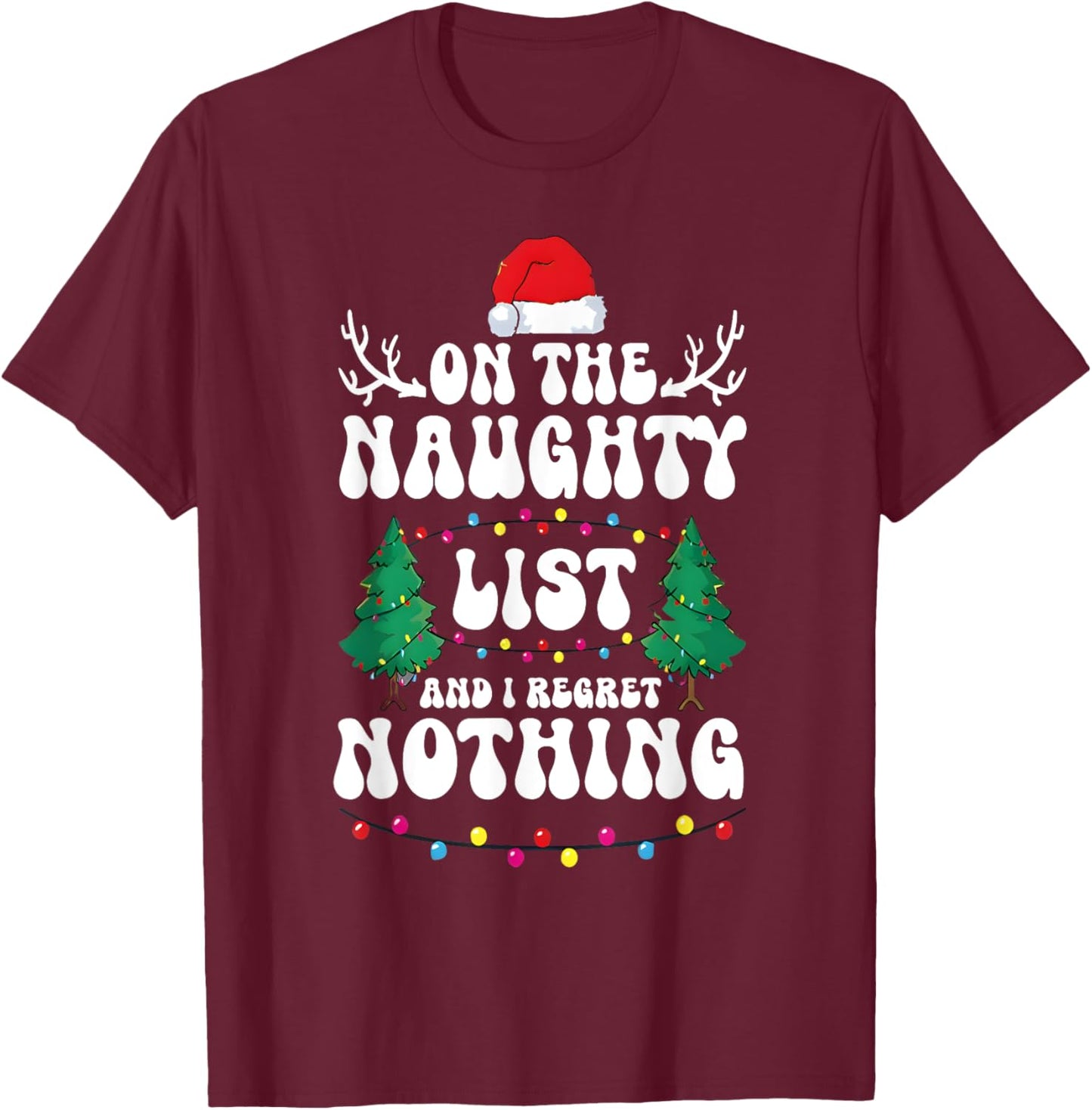 Groovy Naughty List Christmas Xmas Santa Kids T-Shirt - T-Shirt | Maroon