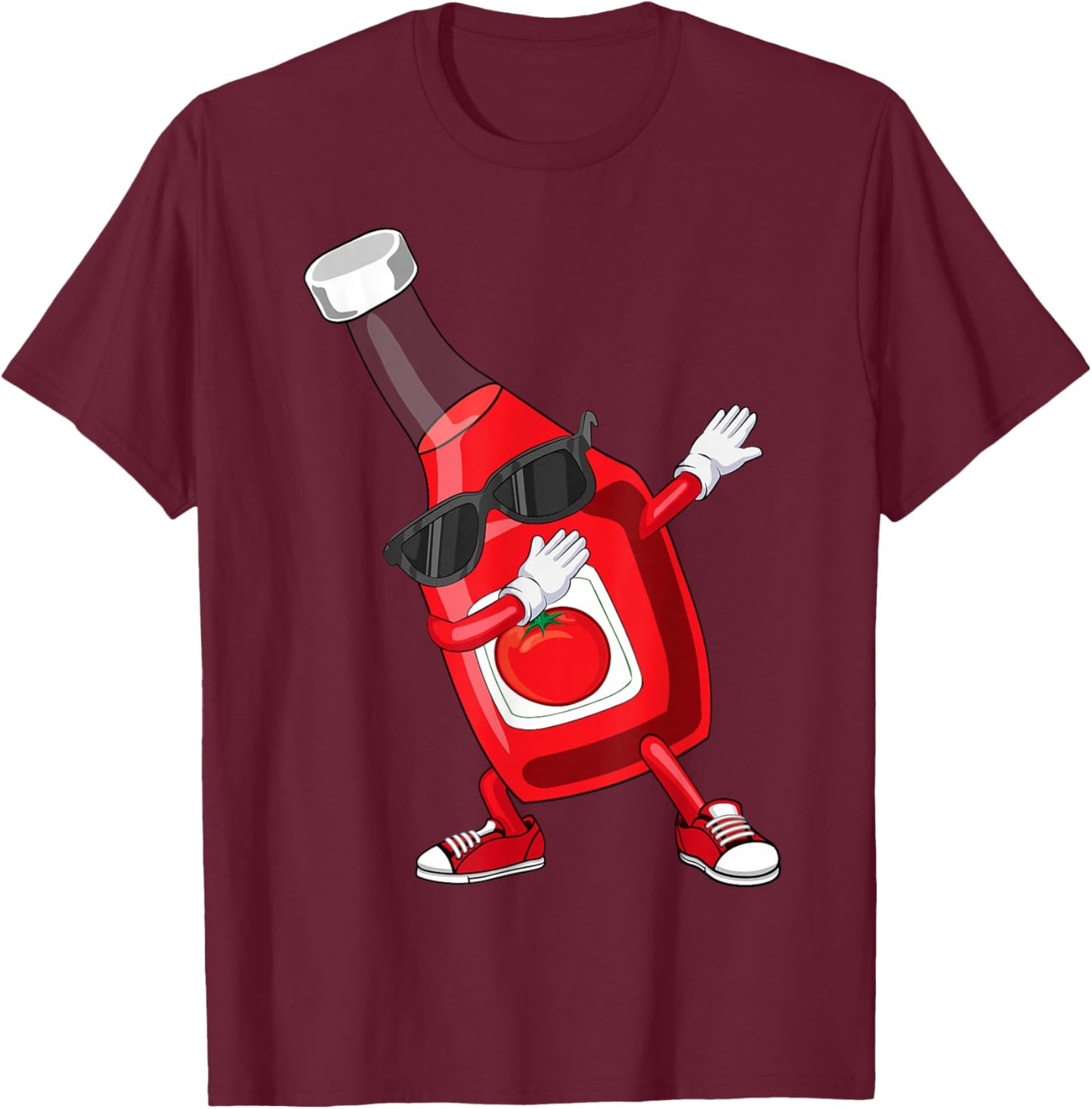 Dabbing Ketchup Art For Kid Boy Girl Men Women Ketchup Lover T-Shirt - T-Shirt | Maroon
