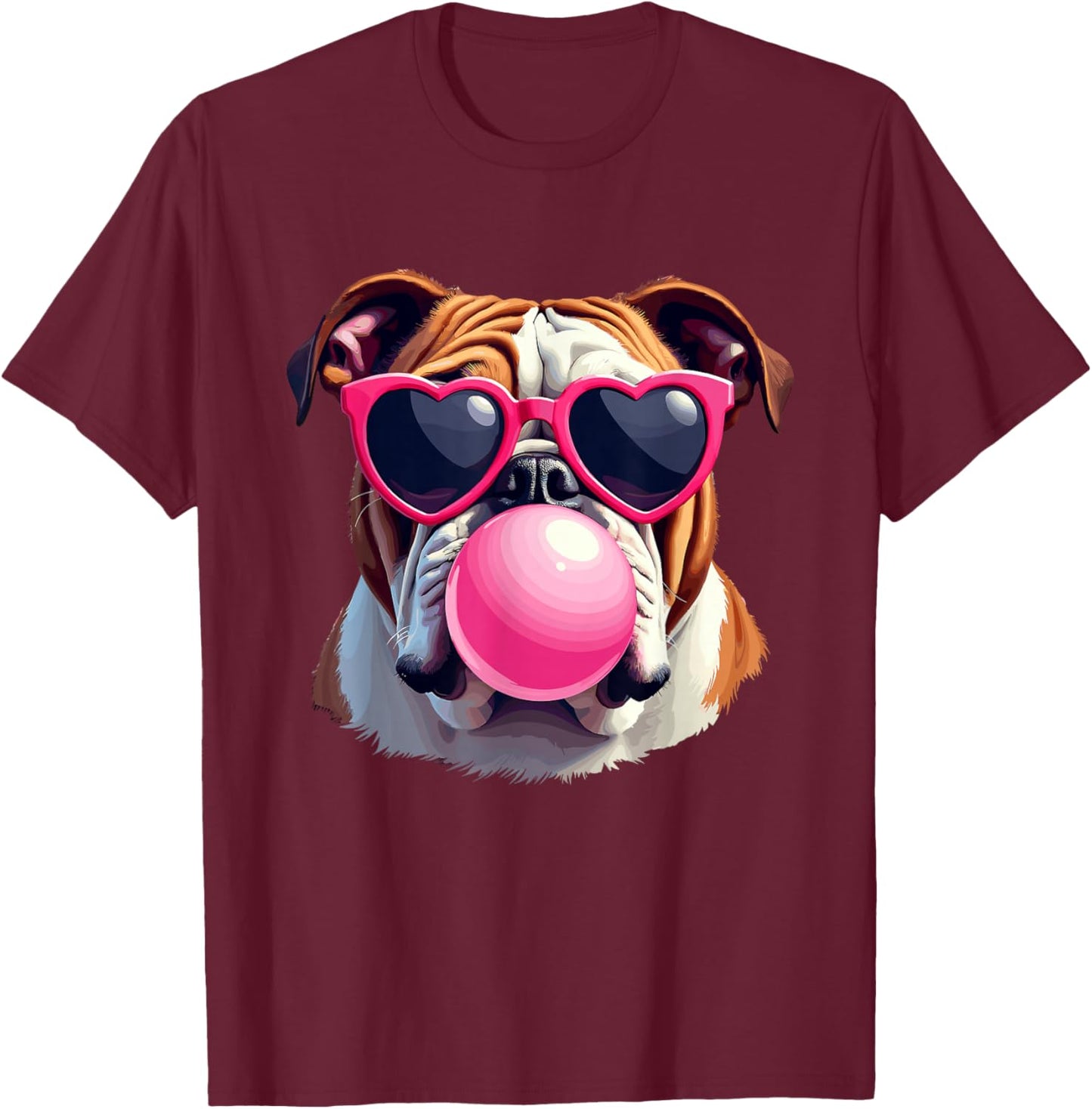 Bulldogs Preppy Mascot Bulldogs Blowing Bubble Girly Mama T-Shirt - T-Shirt | Maroon