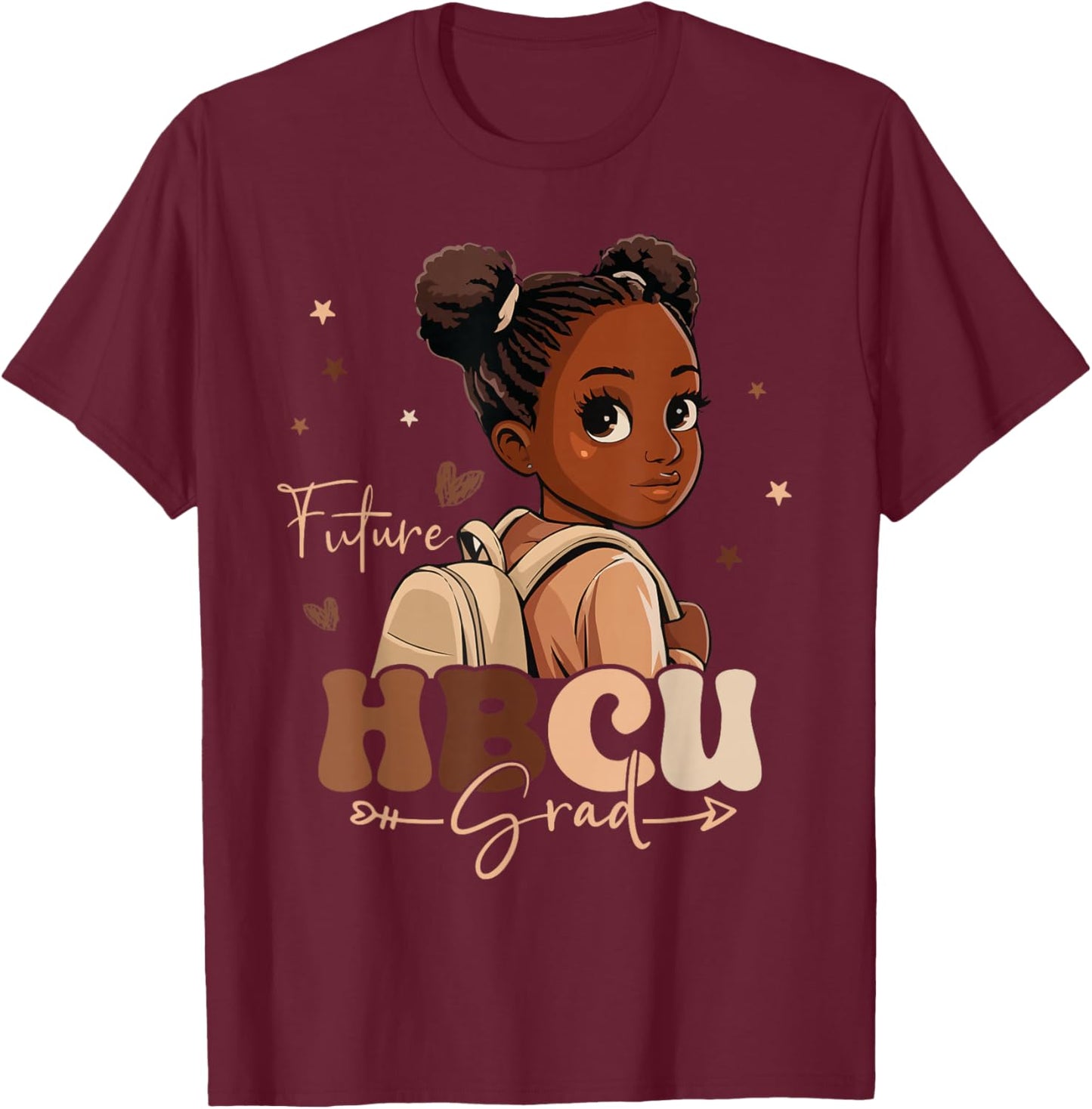 Future HBCU Grad kids Black Girl Afro Black History Month T-Shirt - T-Shirt | Maroon