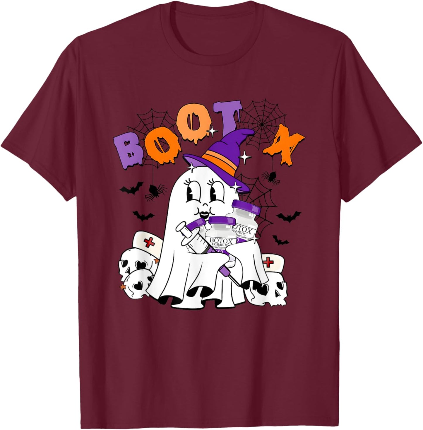 Cute Ghost BooTox Nurse Injector Halloween Plastic Surgery T-Shirt - T-Shirt | Maroon