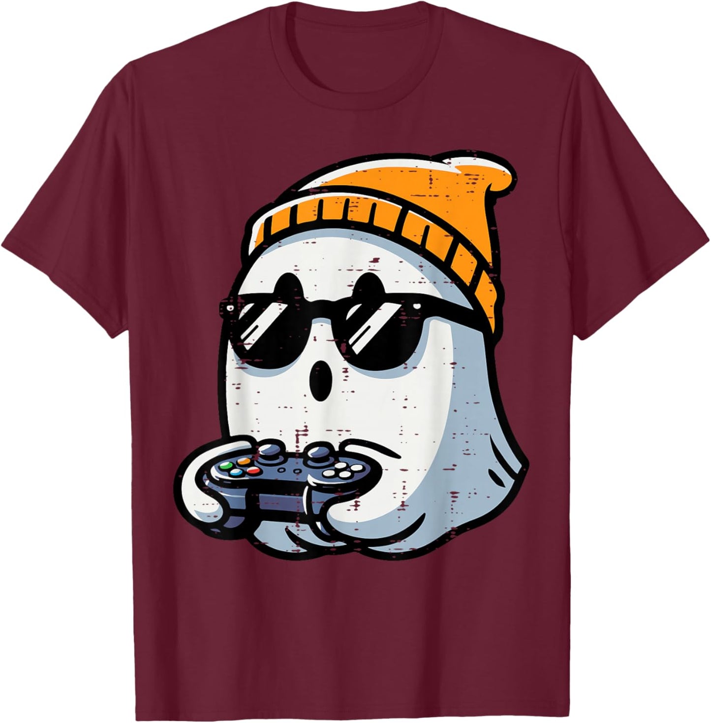 Ghost Video Gamer Gaming Halloween Men Boys Kids Teen Youth T-Shirt - T-Shirt | Maroon