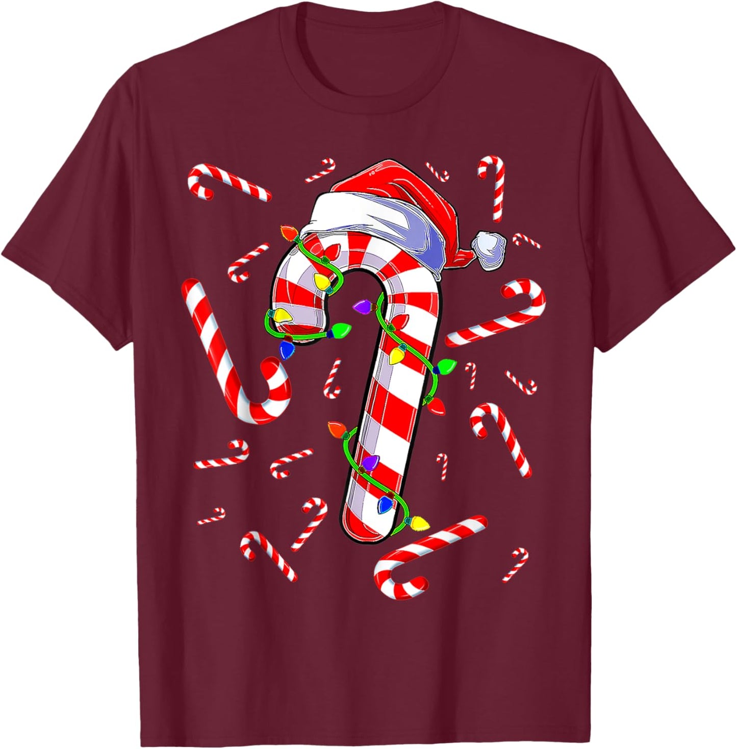 Candy Cane Merry And Bright Red And White Candy Costume T-Shirt - T-Shirt | Maroon