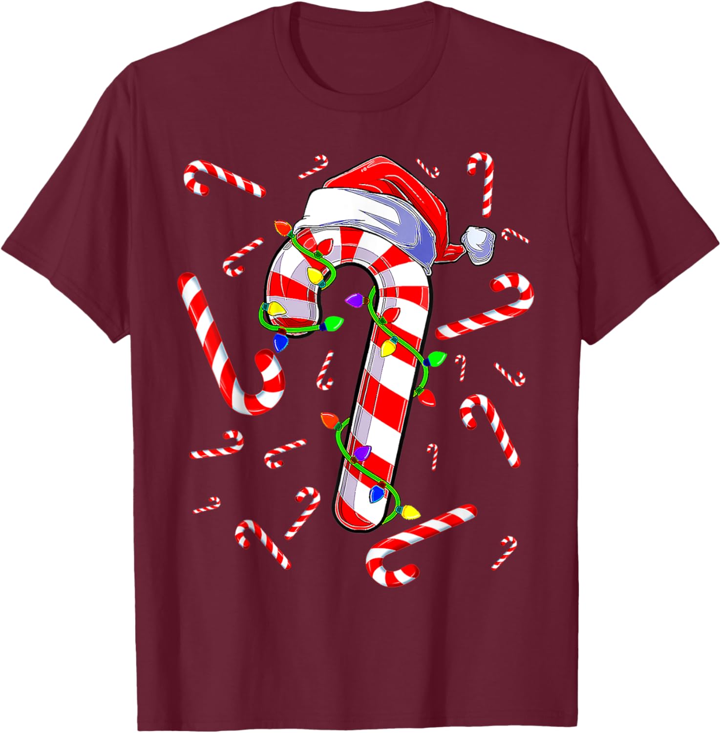 Candy Cane Merry And Bright Red And White Candy Costume T-Shirt - T-Shirt | Maroon