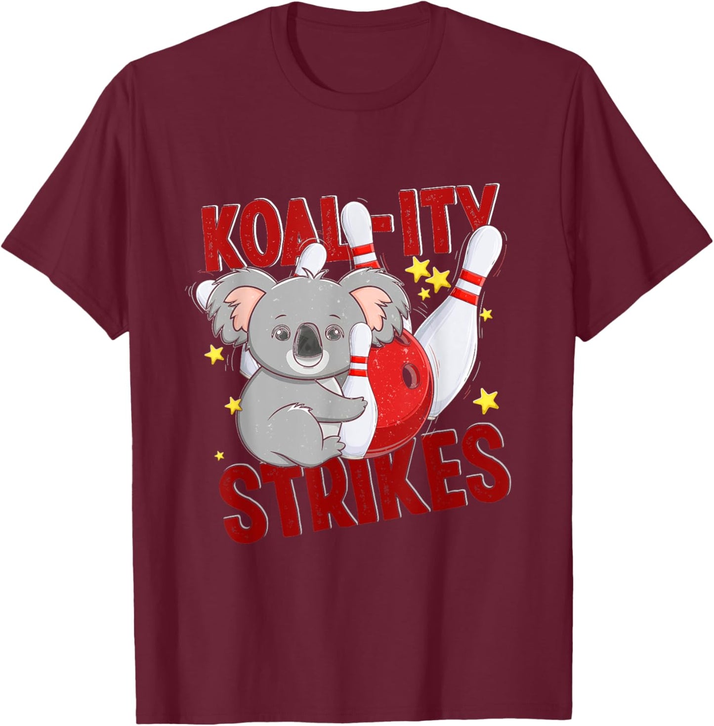 Koal-ity Strikes Koala Bowler Pun Funny Bowling Team Animal T-Shirt - T-Shirt | Maroon