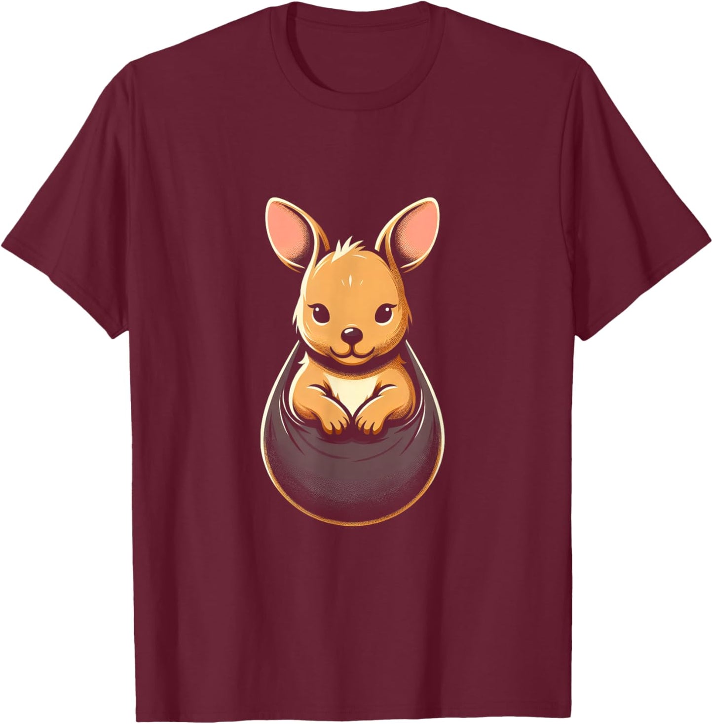 Kangaroo Cute Joey-In A Pouch Baby Marsupial Wildlife Animal T-Shirt - T-Shirt | Maroon
