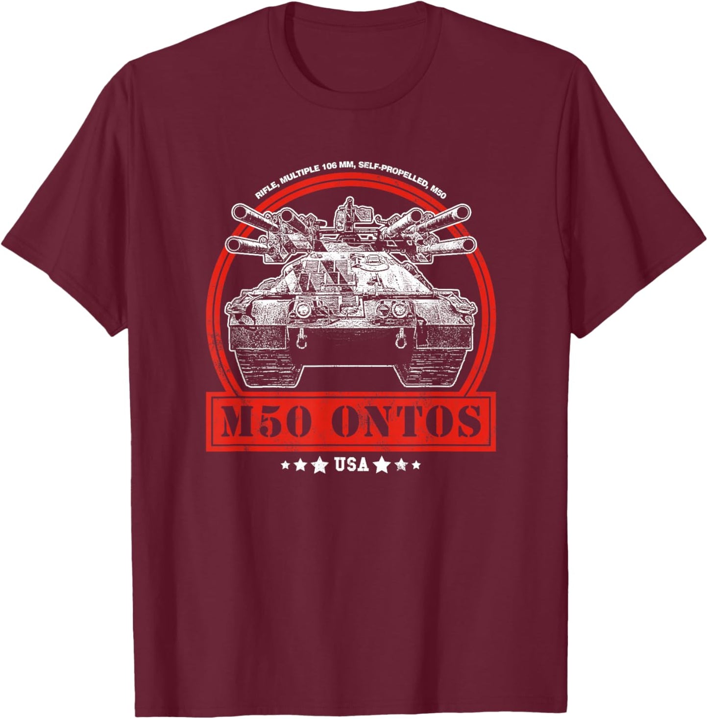 M50 Ontos "Thing" Tank Destroyer T-Shirt - T-Shirt | Maroon