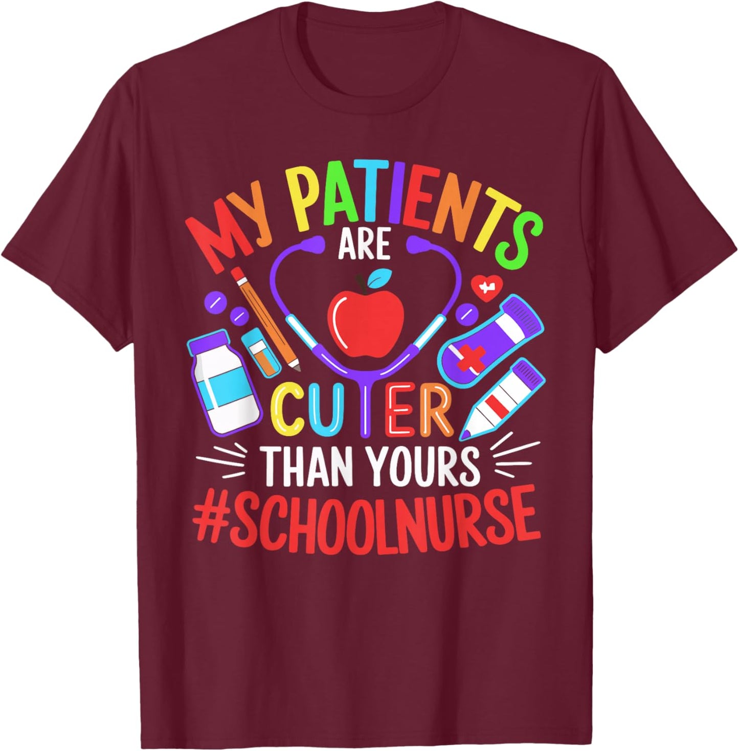 School Nurse Appreciation Nursing Elementary School Nurse T-Shirt - T-Shirt | Maroon