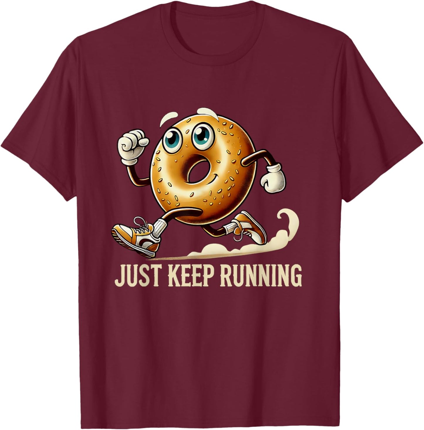 Vintage Funny Everything Bagel Running T-Shirt - T-Shirt | Maroon