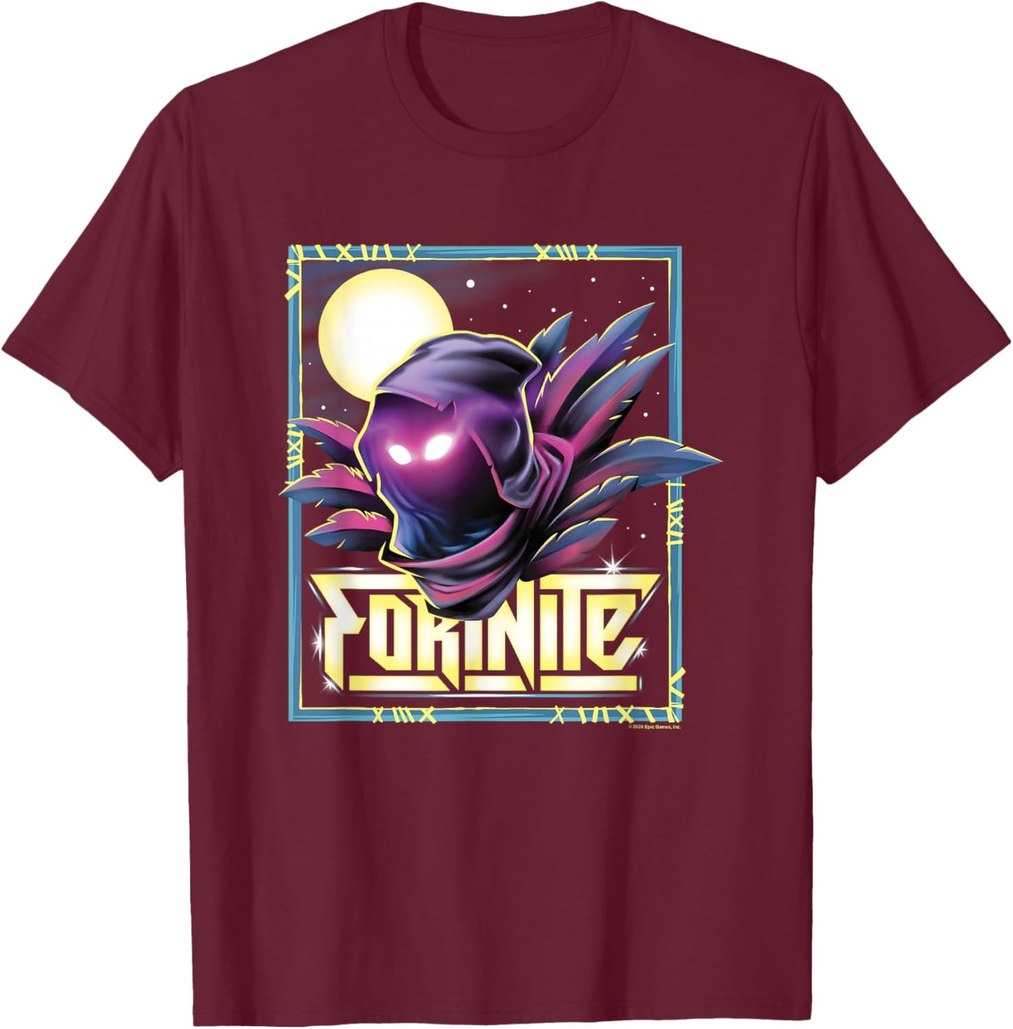 Fortnite Raven Icon Shadow Silhouette Big Chest Poster T-Shirt - T-Shirt | Maroon