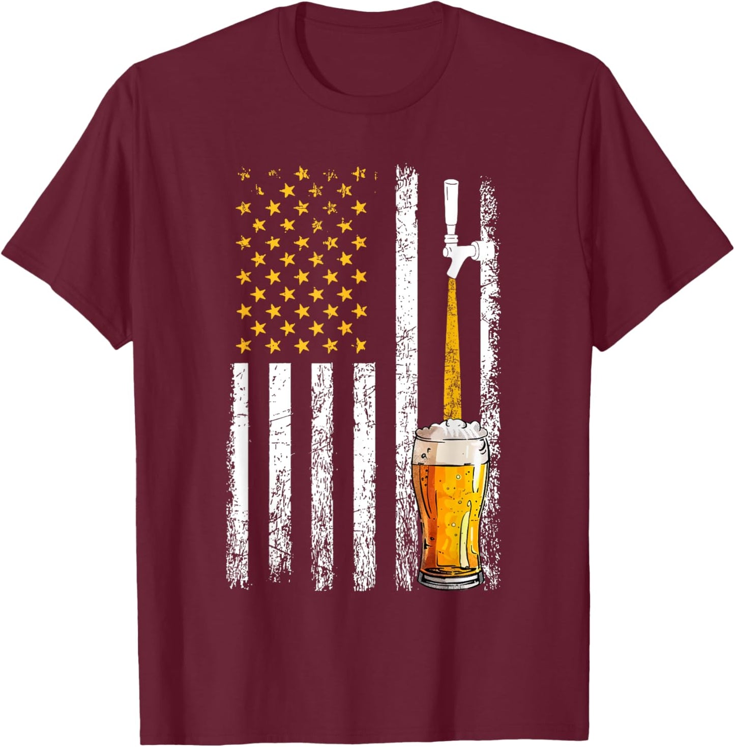 Craftbeer American Flag, Brewing T-Shirt - T-Shirt | Maroon