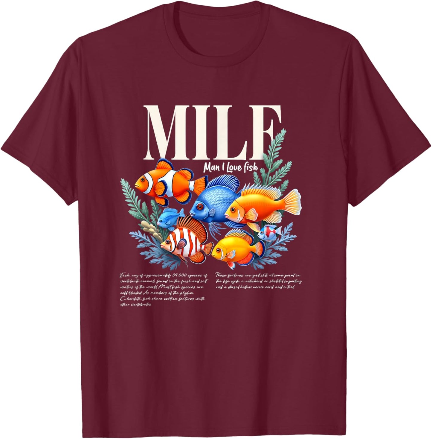 Man I Love Fish Funny Fishing Fisherman Fishing Lovers T-Shirt - T-Shirt | Maroon