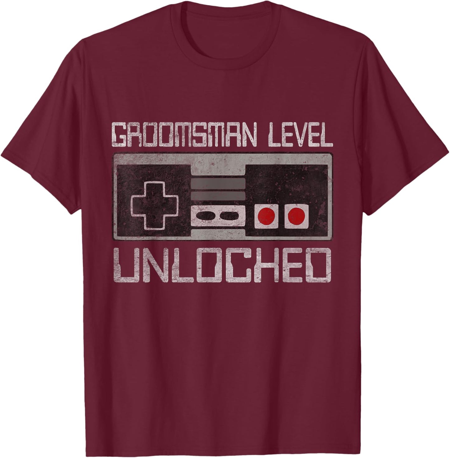 Groomsmen Matching Bachelor Party For Gamer Husband Wedding T-Shirt - T-Shirt | Maroon