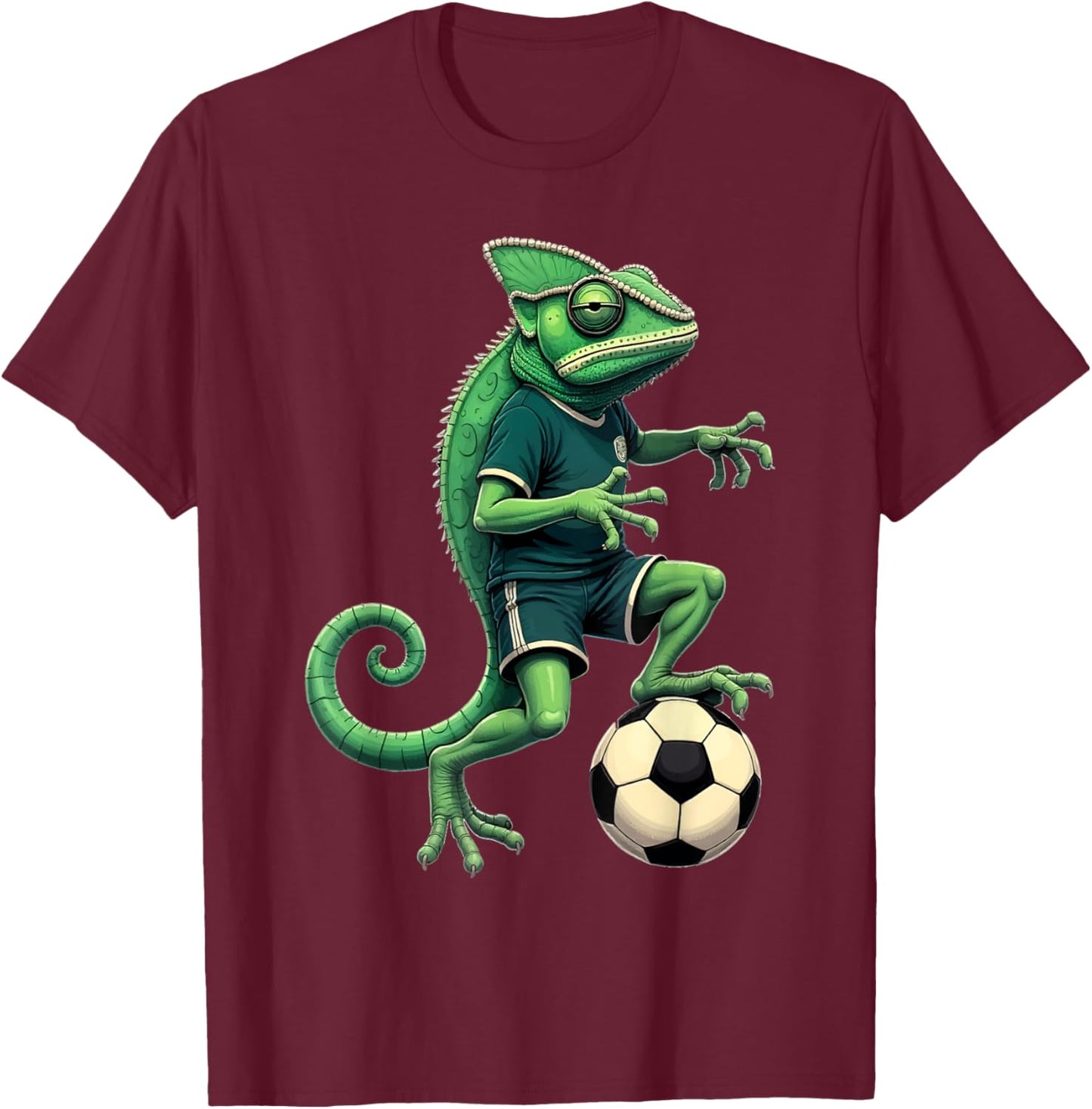 Chameleon Lizards Soccer Player Reptile Pet Animal Lover T-Shirt - T-Shirt | Maroon