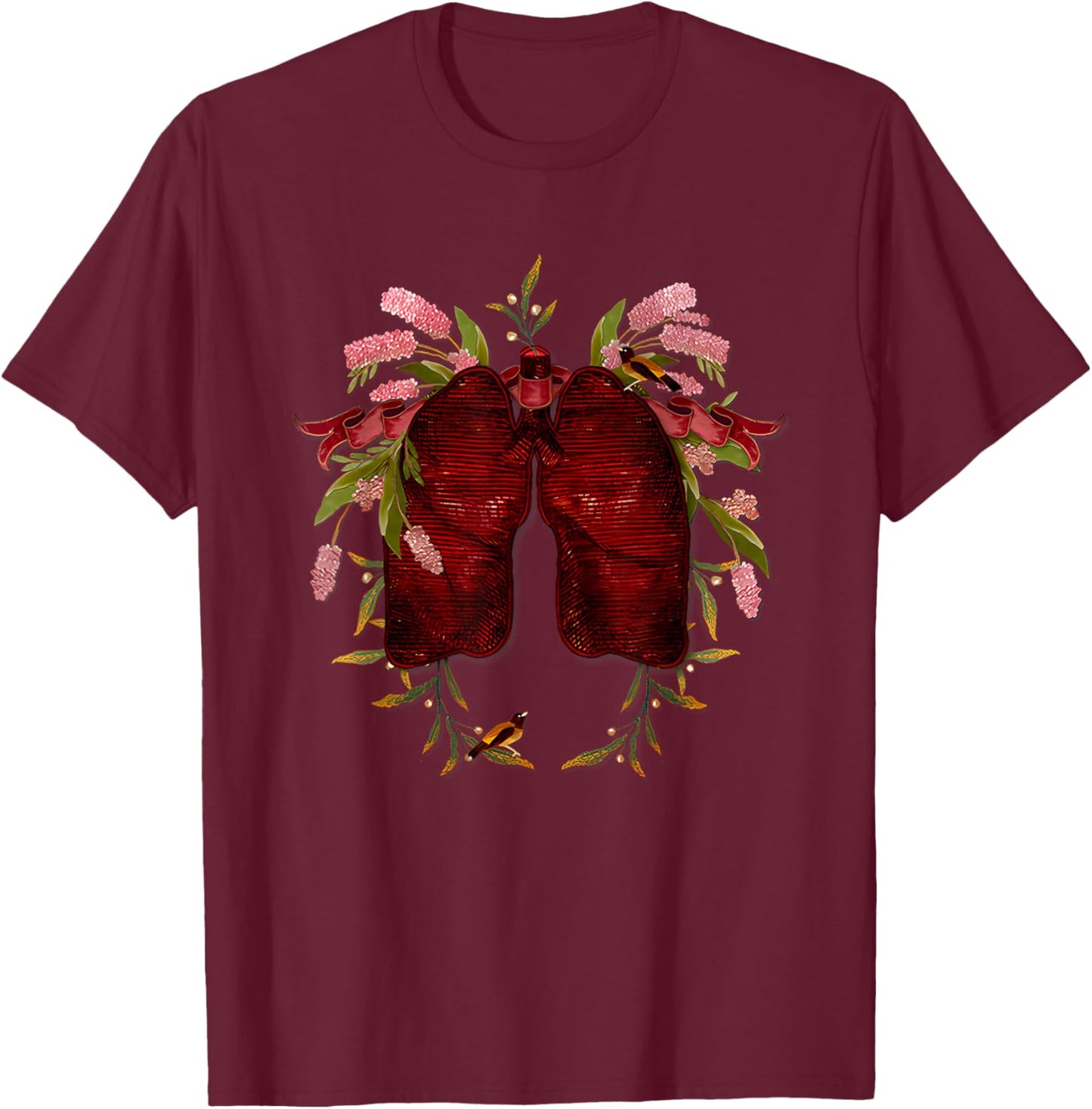 Natural Maroon Lungs Funny Women T-Shirt - T-Shirt | Maroon