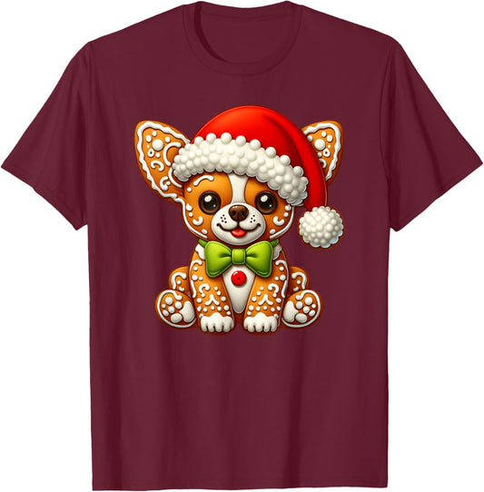 Funny Gingerbread Man Chihuahua Christmas Kids T-Shirt - T-Shirt | Maroon