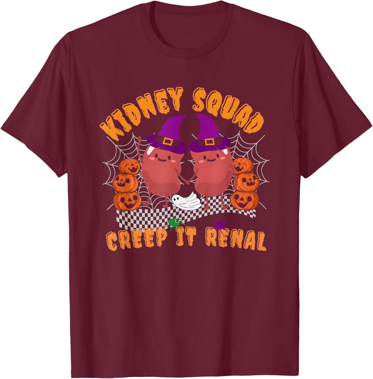 Halloween Kidney Retro Dialysis Kidney Health Gift Kidney T-Shirt - T-Shirt | Maroon
