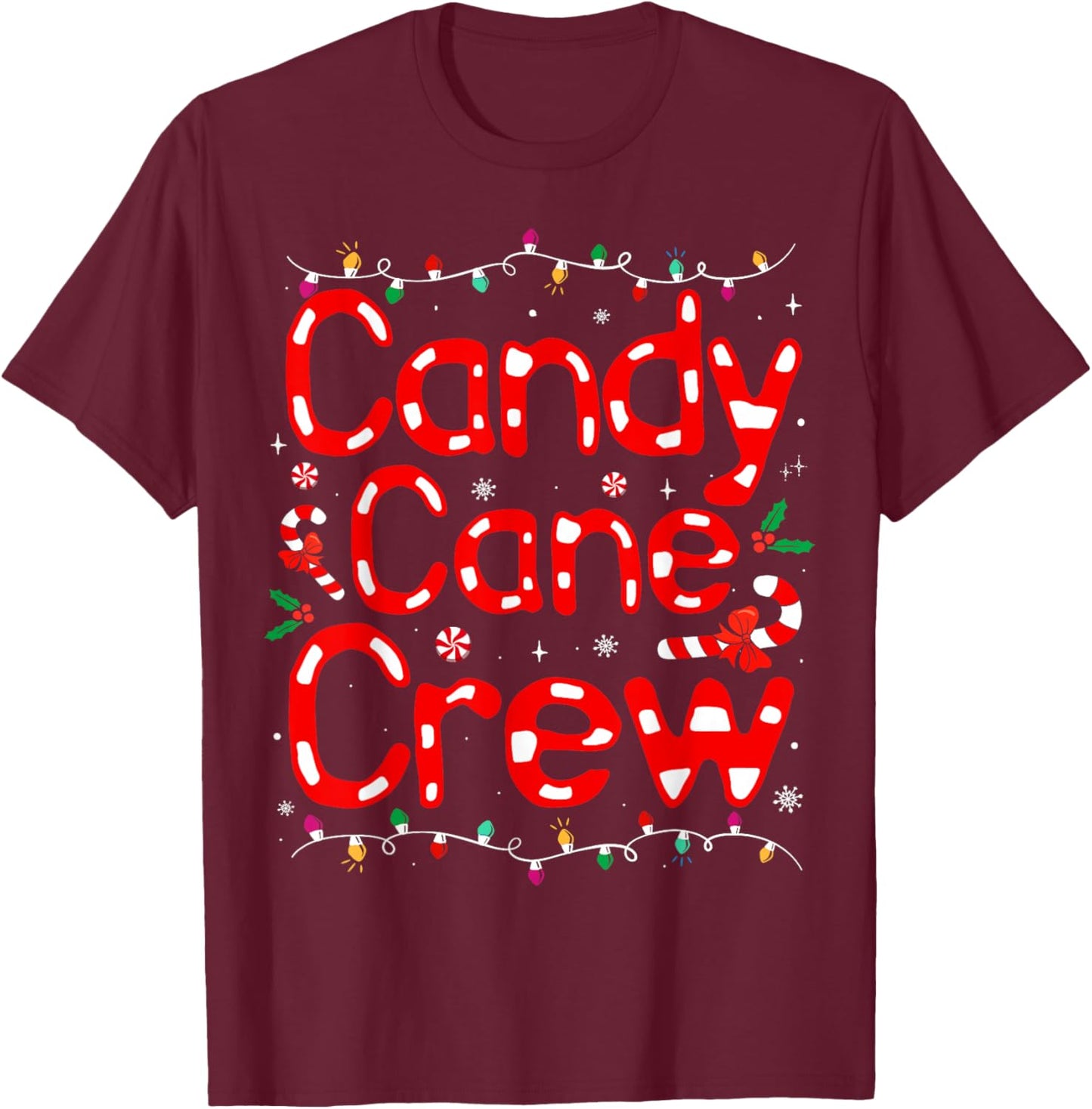 Candy Cane Crew Christmas Candy Love Funny Family Pajama T-Shirt - T-Shirt | Maroon