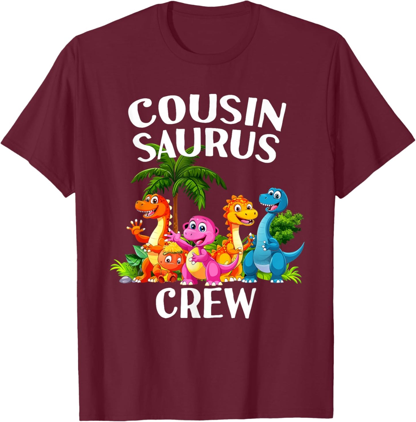Cousin Crew Saurus Dinosaur Matching Toddler Kids T Rex T-Shirt - T-Shirt | Maroon