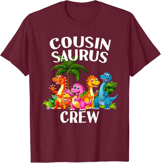 Cousin Crew Saurus Dinosaur Matching Toddler Kids T Rex T-Shirt - T-Shirt | Maroon