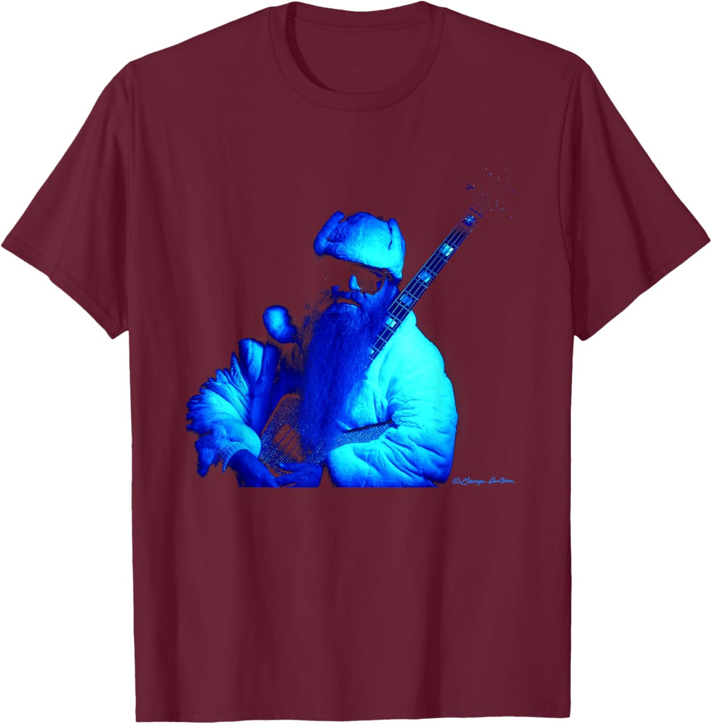 Dusty Hill ZZ Top Bass Player By George DuBose T-Shirt - T-Shirt | Maroon
