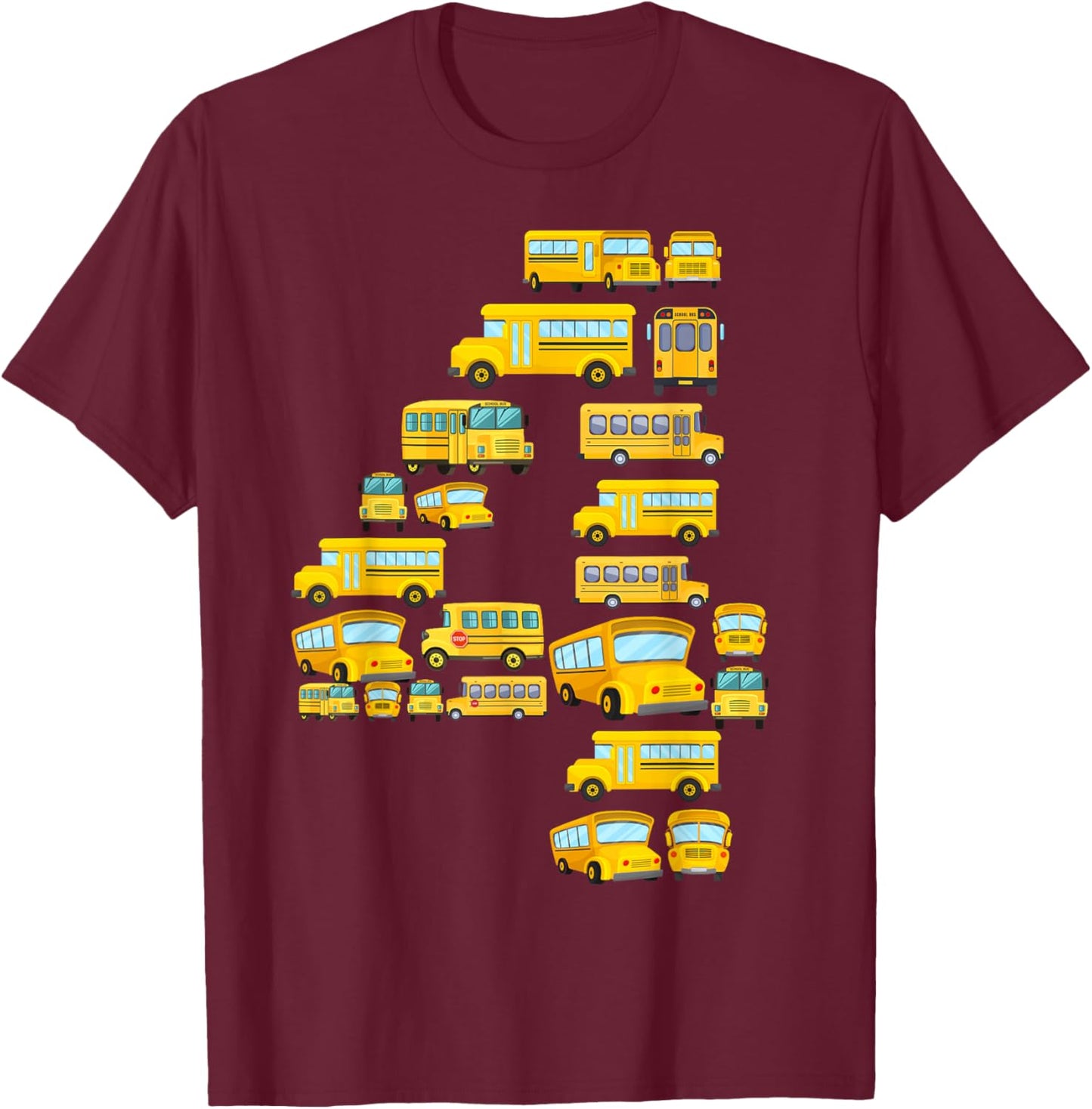 Cool 4 Birthday School Bus 4th Bday Party 4 Years Old T-Shirt - T-Shirt | Maroon