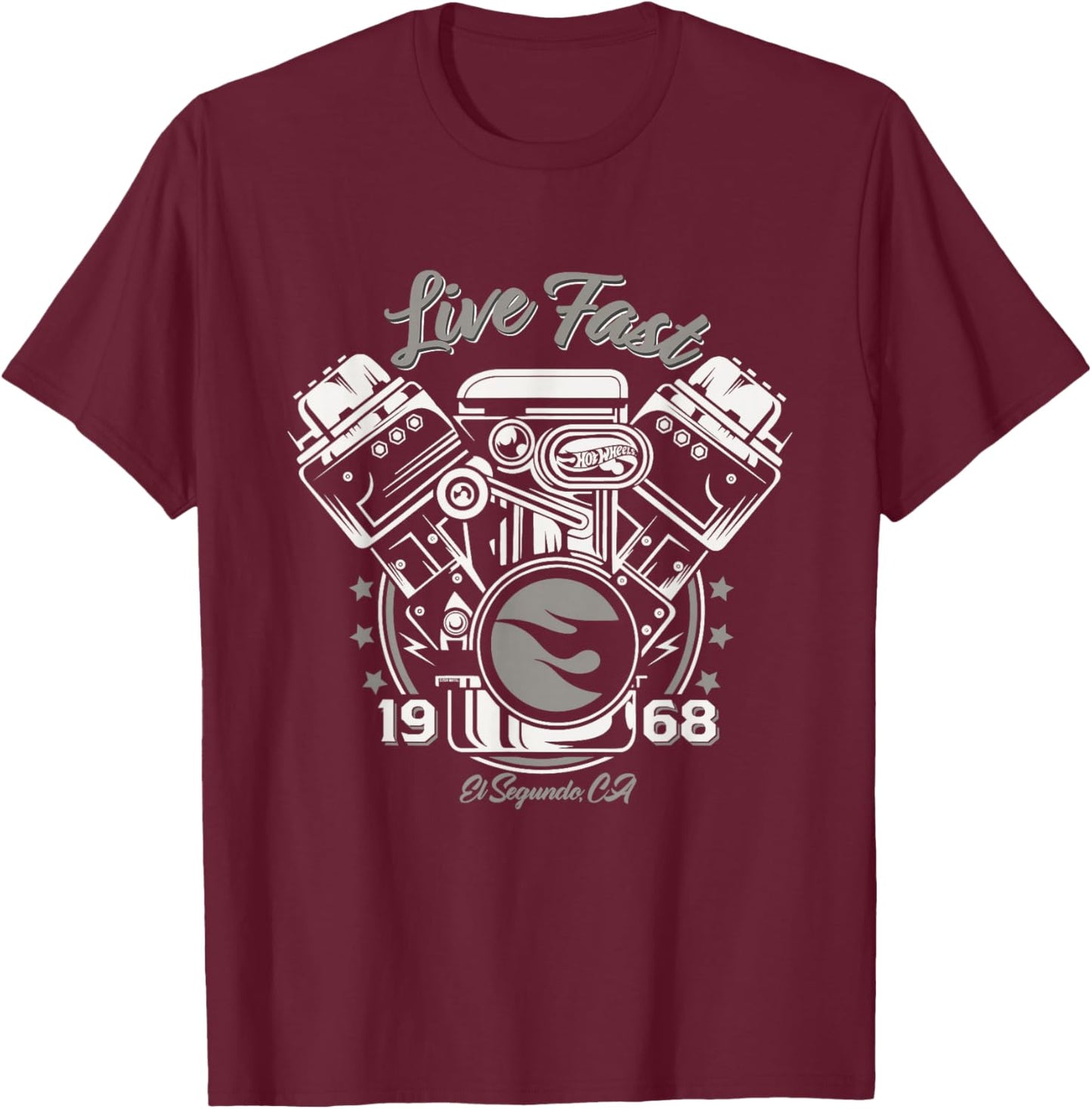 Hot Wheels Live Fast 1968 T-Shirt - T-Shirt | Maroon