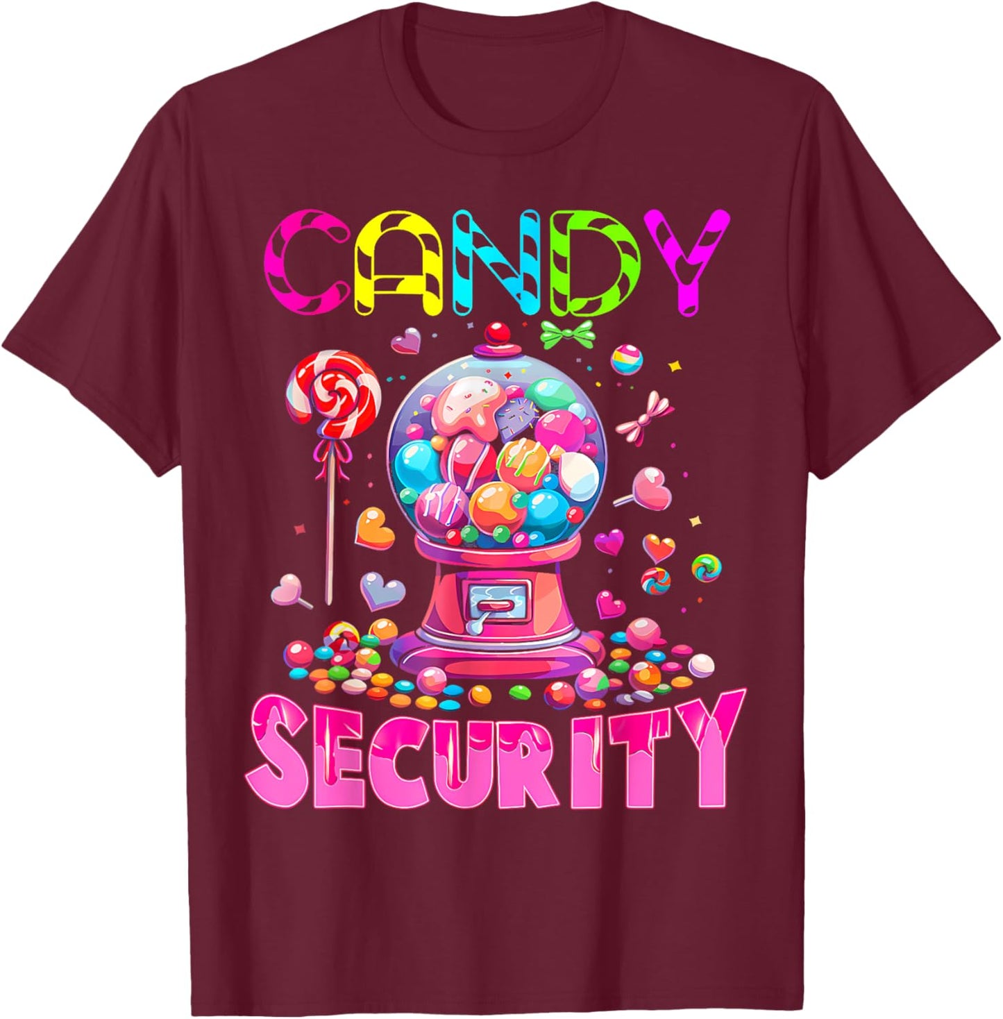 Candy Security Candyland Costume Kids Teens Adult T-Shirt - T-Shirt | Maroon