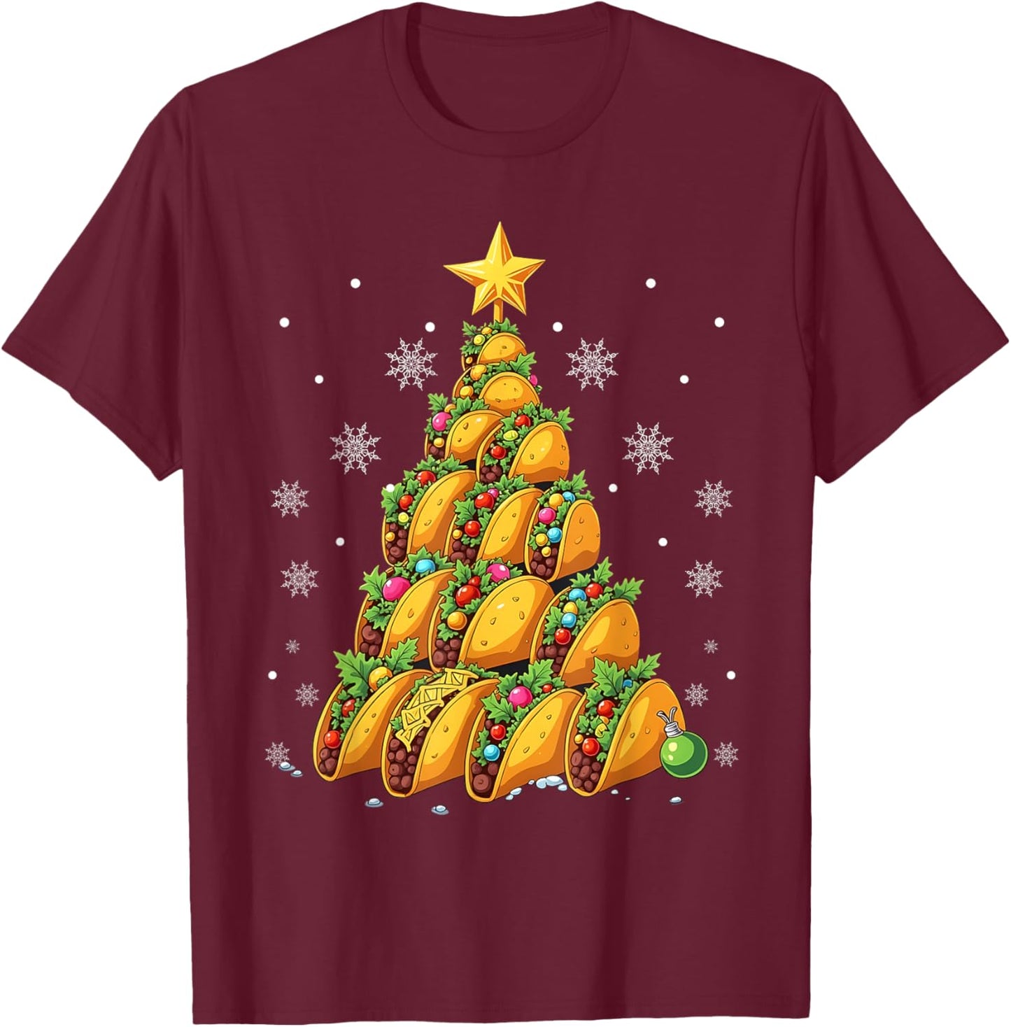 Taco Christmas Tree Xmas Mexican Food Men Women Kids T-Shirt - T-Shirt | Maroon